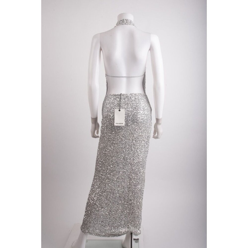 Pull&Bear Silver Sequin Midi Dress - Picture 5 of 6
